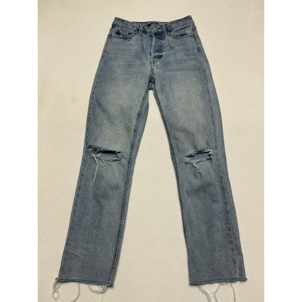 Wild Fable Womens Size 0 Highest Rise Slim Straight Jeans Distressed Raw Hem